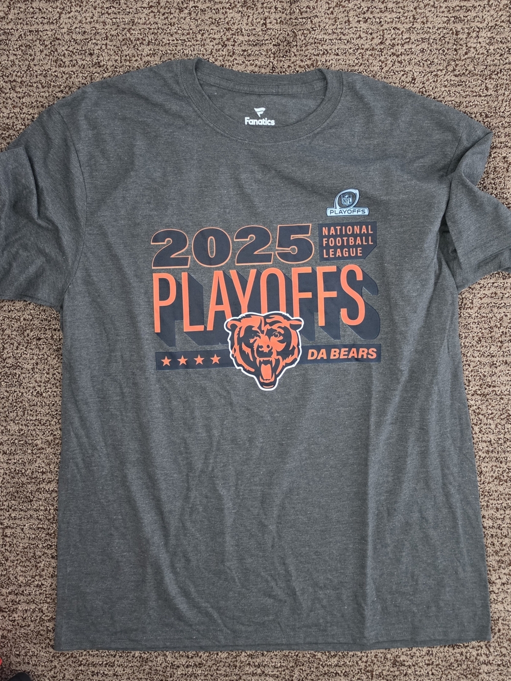 Fanatics Chicago Bears 2025 Playoffs Tee - Gray & Orange